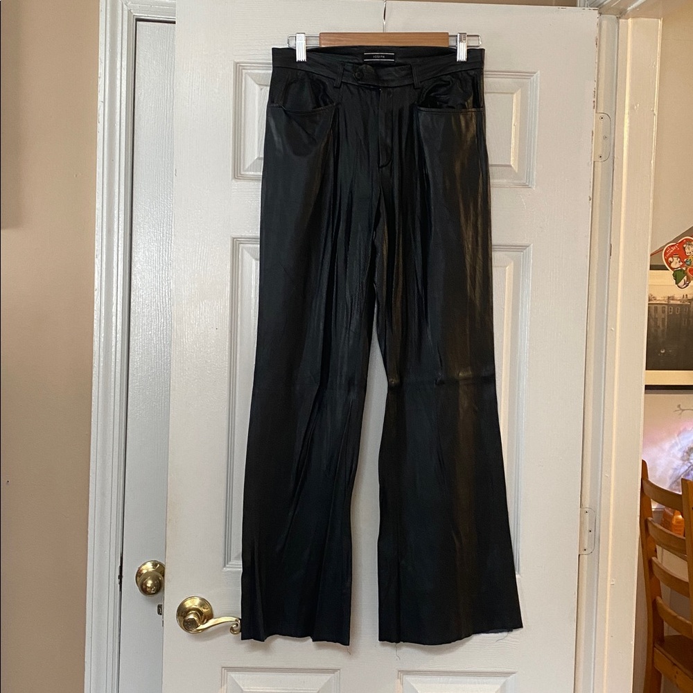 VTG Joseph Black Faux Leather Snakeskin Wide Leg Trouser Trousers Pants